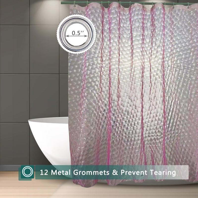 jssablo Shower Curtain Liner, 100% Waterproof EVA 3D Shower Curtains with 3 Duty Heavy Bottom Magnets and 12 Rust Proof Grommets, 72x72 Weighted Shower Liner for Shower Stall, Bathtubs (Pink Cube) - Image 2